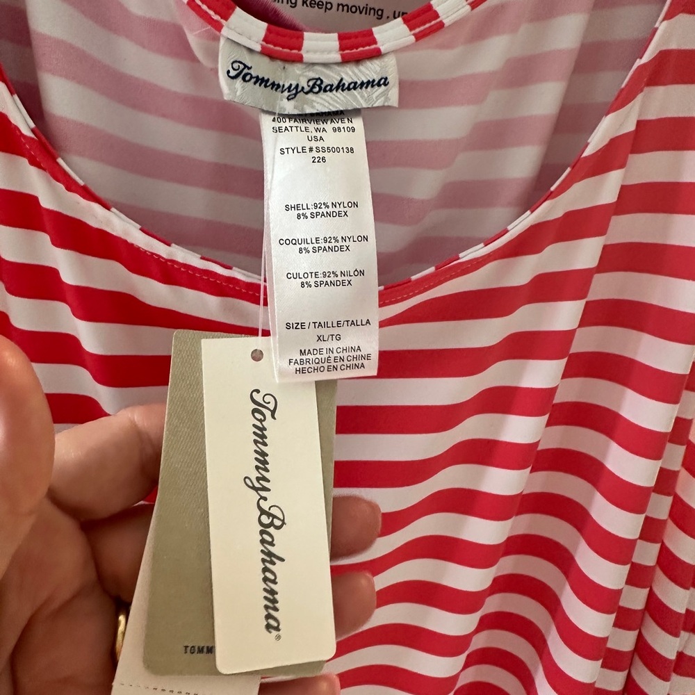 Tommy Bahama Hot Pink White dress w ruffle New with Tags - Picture 3 of 5